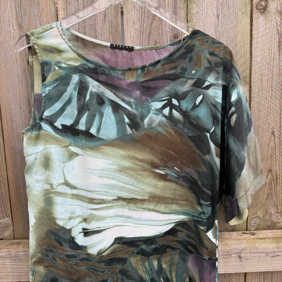 Sisley Dress One-Shoulder Asymmetric Mini Dress Abstract Multicolor Size Small - Picture 3 of 8